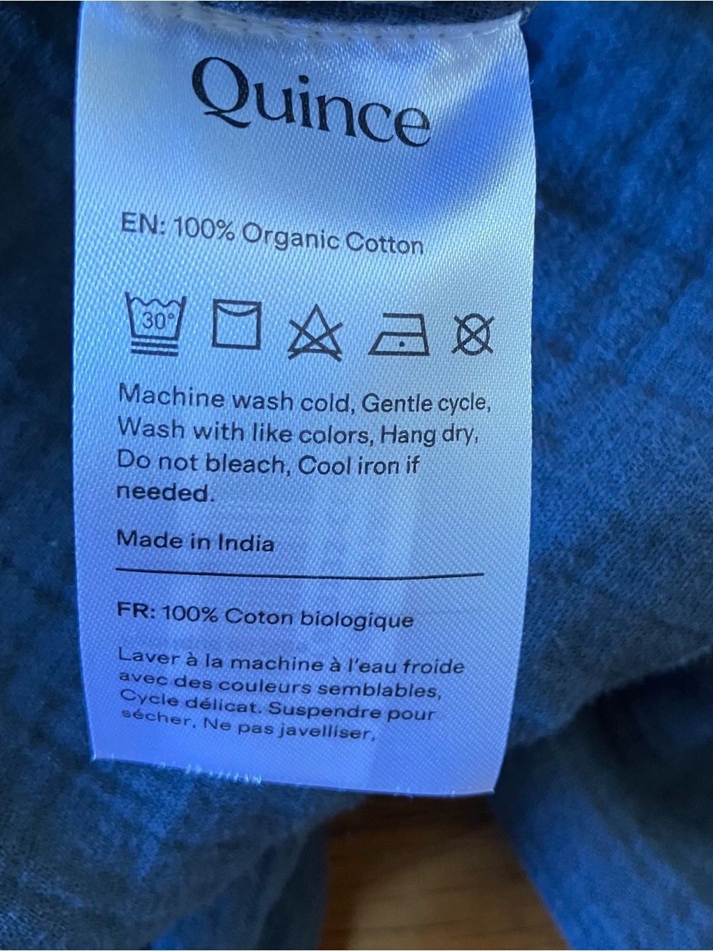 Quince Indigo Blue New NWT Organic Cotton Gauze Smocked Wide Leg Jumpsuit Medium - Picture 11 of 12